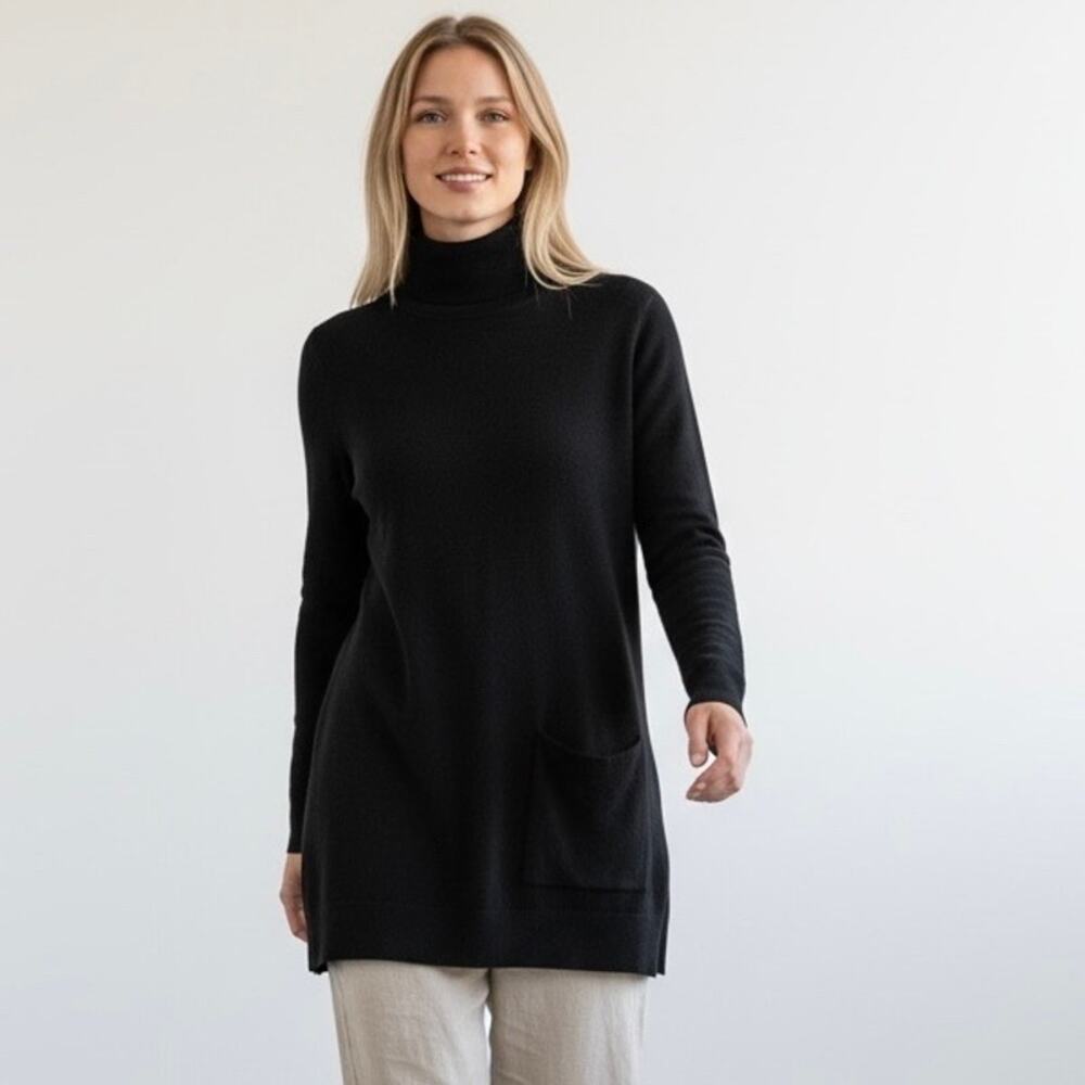 Cabi Small Fireside Turtleneck tunic sweaterdark brown long sleeved 3476